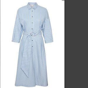 NWT INWEAR Howard Celestial Relaxed Poplin Blue Stripe Shirt Dress